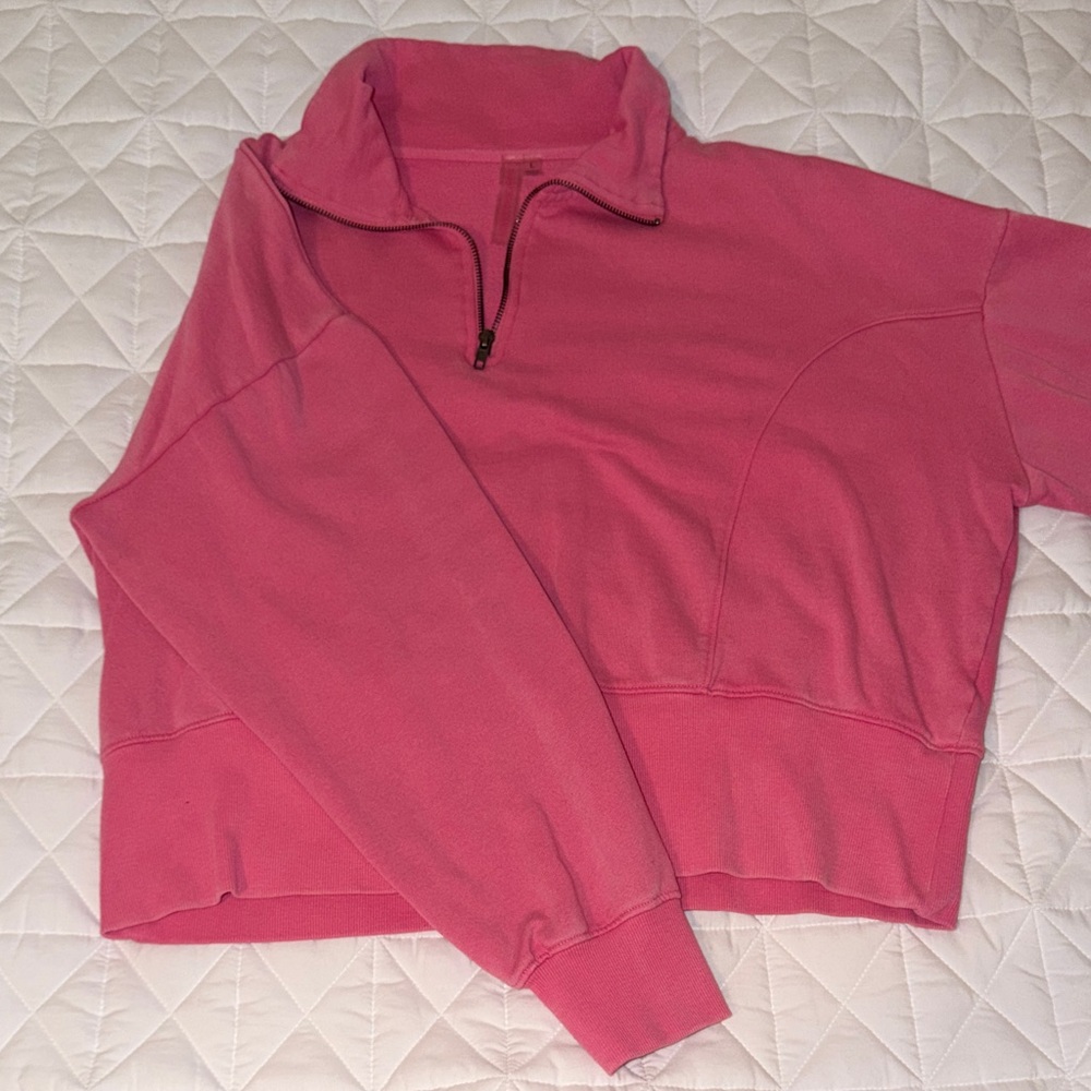 Pink Quarter-Zip Women's Sweatshirt